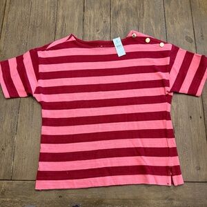 LOFT Striped Short Sleeve Tee in Red and Pink
